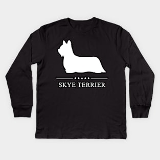 Skye Terrier Dog White Silhouette Kids Long Sleeve T-Shirt